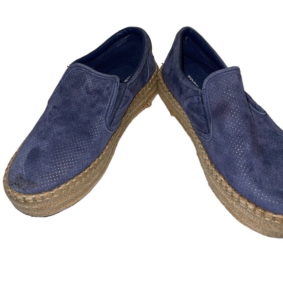 Tretorn Shoes 6.5 Blue Suede Slip On Braided Jute Cushioned - Picture 4 of 9